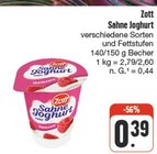 Sahne Joghurt Angebote von Zott bei nah und gut Ansbach für 0,39 €