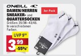 Damen/Herren Sneaker- und Quartersocken Angebote von O'Neill bei E center Kirchheim für 3,99 €