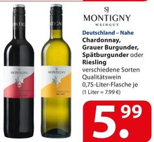 Montigny Chardonnay, Grauer Burgunder, Spätburgunder oder Riesling bei famila Nordost in Hannover Montigny Chardonnay, Grauer Burgunder, Spätburgunder oder Riesling im Angebot bei famila Nordost Hannover für 5,99 €