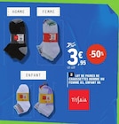 Lot de paires de chaussettes homme ou femme x5, enfant x6 - TISSIAIA en promo chez E.Leclerc Metz à 3,95 €