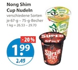 Cup Nudeln Soon Veggie von Nong Shim im aktuellen V-Markt Prospekt für 1,99 €