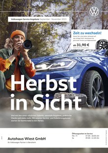 Aktueller Volkswagen Prospekt "Herbst in Sicht" Seite 1 von 1 Seite für Bensheim