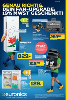 Kühlschrank im EURONICS Prospekt "GENAU RICHTIG. DEIN FAN-UPGRADE: 19% MWST. GESCHENKT." mit 12 Seiten (Mönchengladbach)