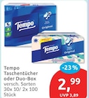 Taschentücher oder Duo-Box von Tempo für 2,99 € bei budni im Angebot Taschentücher oder Duo-Box von Tempo im aktuellen budni Prospekt