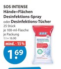 Hände+Flächen Desinfektions-Spray von SOS INTENSE im aktuellen V-Markt Prospekt für 1,69 €