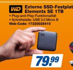 Externe SSD-Festplatte Elements SE 1TB Angebote von WD bei expert Osnabrück für 79,99 €