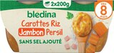 Bols écrasé de carottes, riz & jambon, persil dès 8 mois - BLÉDINA à 0,98 € dans le catalogue Intermarché Hyper