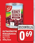 Kidneybohnen dunkelrot von Gut&Günstig für 0,69 € bei EDEKA im Angebot Kidneybohnen dunkelrot von Gut&Günstig im aktuellen EDEKA Prospekt