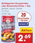 Aktuelles Knuspertaler oder Mozzarella Sticks + Dip Angebot bei Netto Marken-Discount in Hamburg ab 2,69 €
