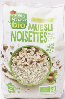 Muesli aux noisettes bio - Géant Casino à Bois-Colombes Muesli aux noisettes bio en promo chez Géant Casino Bois-Colombes à 3,50 €