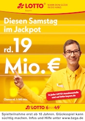 Aktueller LOTTO Bayern Prospekt mit Spielzeug, "Aktueller Jackpot rund 19 Mio. €", Seite 1