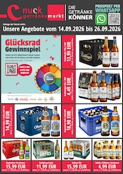 Nuck Getränke Getränkemärkte Prospekt der aktuellen Woche mit 2 Seiten, gültig von 14.09.2026 bis 26.09.2026, in Radeberg und Umgebung Aktueller Nuck Getränke Getränkemärkte Prospekt in Radeberg und Umgebung, "DIE GETRÄNKEKÖNNER" mit 2 Seiten, 14.09.2026 - 26.09.2026