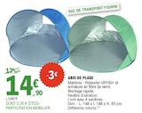 Abri de plage en promo chez E.Leclerc Abri de plage dans le catalogue E.Leclerc