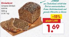 Dinkelbrot bei Netto Marken-Discount in Hückelhoven Dinkelbrot im Angebot bei Netto Marken-Discount Hückelhoven für 1,69 €