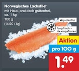 Norwegisches Lachsfilet im Angebot bei Netto Marken-Discount in Viersen Norwegisches Lachsfilet Angebote bei Netto Marken-Discount Viersen für 1,49 €