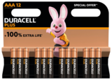 Lot De 12 Piles Plus 100% Duracell en promo chez Auchan Hypermarché Angers à 7,91 €