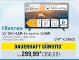 55“ UHD-LED-Fernseher 55A6N Angebote von Hisense bei Metro Chemnitz für 356,99 €