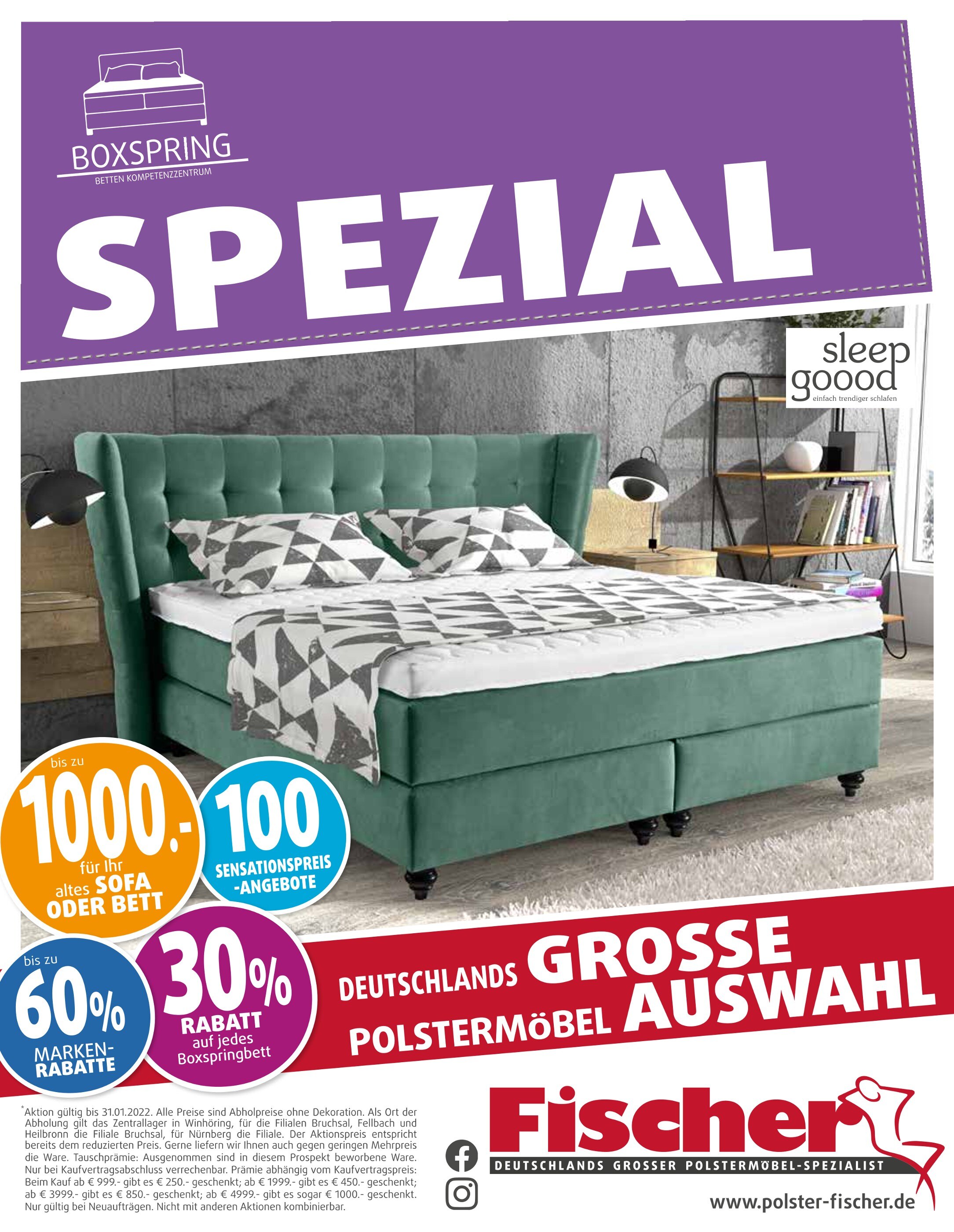 Polstermöbel Fischer Prospekt für Regensburg mit 30 Seiten Polstermöbel Fischer Prospekt für Regensburg: "Boxspring Spezial", 30 Seiten, 12.01.2022 - 31.01.2022
