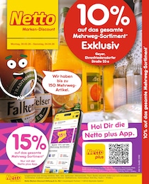 Netto Marken-Discount Prospekt für Geyer: 10% auf das gesamte Mehrweg-Sortiment, 2 Seiten, 30.03.2026 - 04.04.2026
