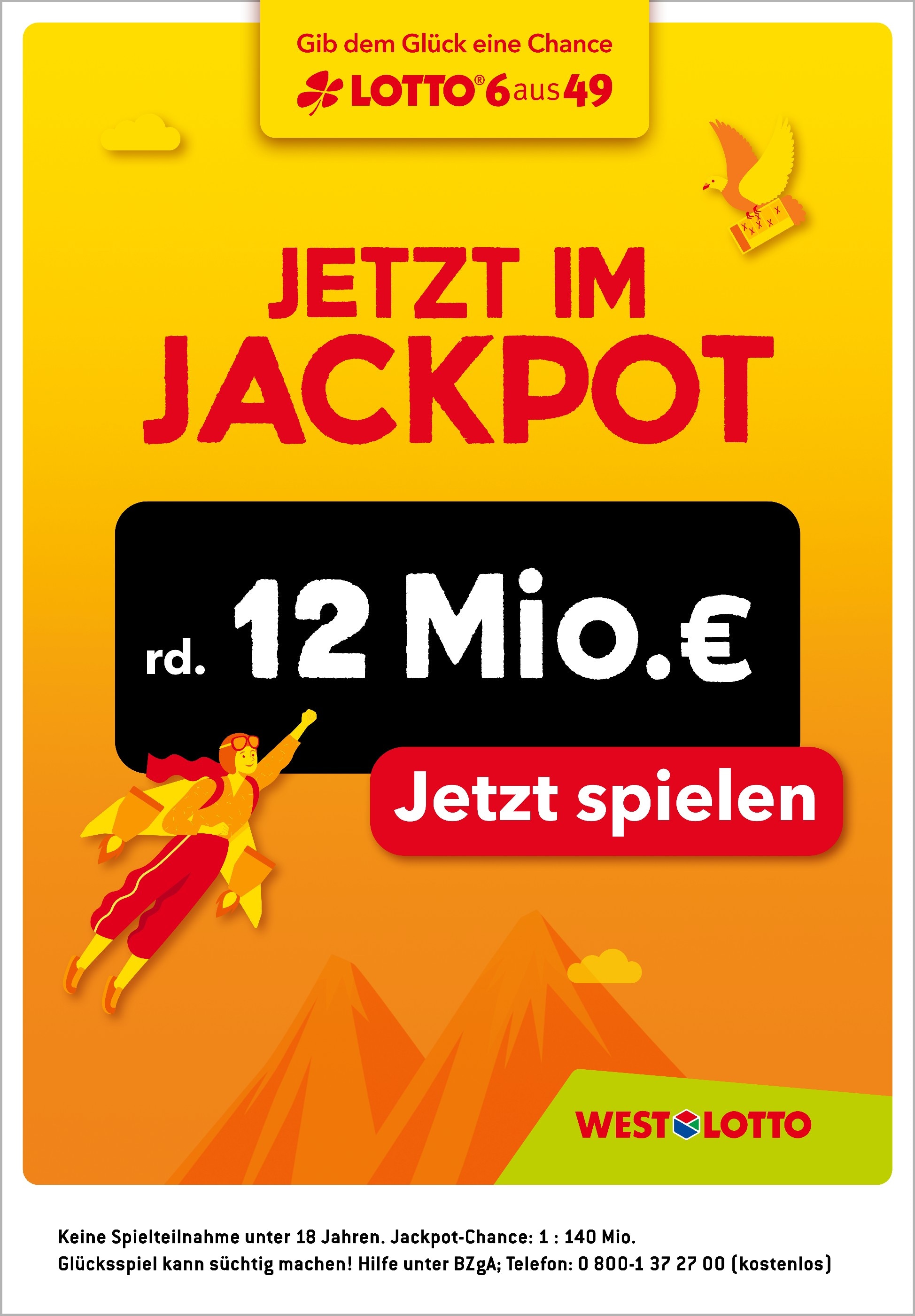 Westlotto Prospekt für Bad Oeynhausen mit 1 Seite Westlotto Prospekt für Bad Oeynhausen: "Jetzt im Jackpot rd. 12 Mio. €", 1 Seite, 27.09.2021 - 29.09.2021