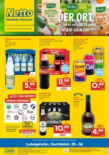Coca Cola im Netto Marken-Discount Prospekt "DER ORT, AN DEM DU IMMER AUSGEZEICHNETE PREISE FINDEST." mit 2 Seiten (Mannheim)