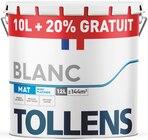 Peinture(d) murs et plafonds mat blanc 10L+20% gratuit - Tollens - Castorama à Saint-Cloud Peinture(d) murs et plafonds mat blanc 10L+20% gratuit - Tollens en promo chez Castorama Saint-Cloud à 54,90 €