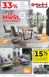 Aktueller Opti-Wohnwelt Prospekt mit Gartenmöbel, "DRINNEN & DRAUSSEN SPEISEN SPEZIAL", Seite 1