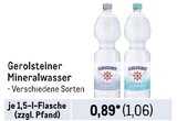 Mineralwasser im Angebot bei Metro in Halle Mineralwasser Angebote von Gerolsteiner bei Metro Halle für 1,06 €
