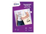 Avery - Papier transfert sur T-shirt/Textile clair - 8 feuilles A4 - impression jet d'encre - Avery à 11,99 € dans le catalogue Bureau Vallée