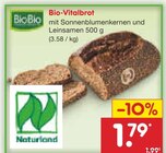 Bio-Vitalbrot Angebote von BioBio bei Netto Marken-Discount Heidelberg für 1,79 €