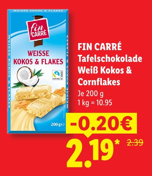 Tafelschokolade Weiß Kokos & Cornflakes