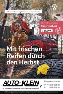 Aktueller Volkswagen Prospekt "Mit frischen Reifen durch den Herbst" Seite 1 von 1 Seite für Frankfurt