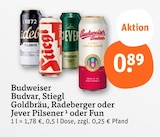 Budweiser Budvar, Stiegl Goldbräu, Radeberger oder Jever Pilsener oder Fun im Angebot bei tegut in Fürth Budweiser Budvar, Stiegl Goldbräu, Radeberger oder Jever Pilsener oder Fun Angebote bei tegut Fürth für 0,89 €