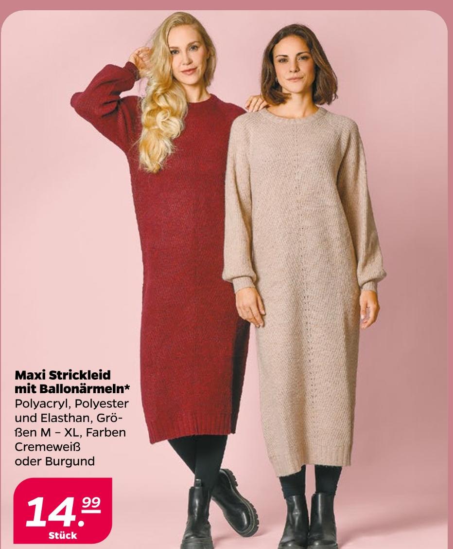 Maxi Strickkleid mit Ballonärmeln