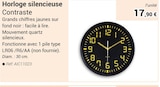 Horloge silencieuse Contraste en promo chez Technicien de Santé Toulon à 17,90 €