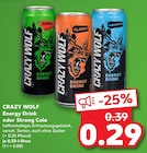 Energy Drink oder Strong Cola Angebote von CRAZY WOLF bei Kaufland Frankenthal für 0,29 €