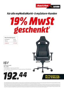 Bürostuhl im MediaMarkt Saturn Prospekt "19% MwSt. geschenkt" mit 34 Seiten (Mönchengladbach)