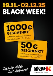 Wasser im Möbel Kraft Prospekt in Jena Aktueller Möbel Kraft Prospekt mit Wasser, "BLACK WEEK!", Seite 1