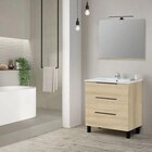 Ensemble meuble 3 tiroirs effet bois 80 cm avec vasque céramique + miroir LED DENVER - Brico Dépôt à Bordeaux Ensemble meuble 3 tiroirs effet bois 80 cm avec vasque céramique + miroir LED DENVER en promo chez Brico Dépôt Bordeaux à 199,00 €