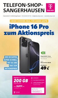 Telefon Shop Sangerhausen Prospekt iPhone 16 Pro zum Aktionspreis mit  Seiten in Harzgerode und Umgebung