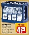 Mineralwasser im Angebot bei REWE in Erkelenz Mineralwasser Angebote von Burgwallbronn bei REWE Erkelenz für 4,29 €