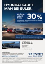 Hyundai Prospekt für Frankfurt mit 4 Seiten Hyundai Prospekt für Frankfurt: "Hyundai kauft man bei Euler.", 4 Seiten, 31.10.2020 - 27.11.2020