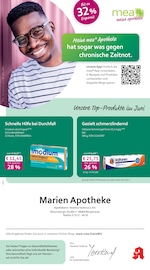 mea - meine apotheke Apotheken Prospekt der aktuellen Woche mit 4 Seiten, gültig von 01.06.2026 bis 30.06.2026, in Bergatreute und Umgebung Aktueller mea - meine apotheke Apotheken Prospekt in Bergatreute und Umgebung, "Unsere Juni-Angebote" mit 4 Seiten, 01.06.2026 - 30.06.2026