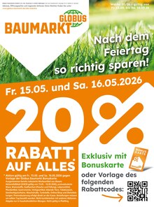Aktueller Globus-Baumarkt Prospekt (Reuth, 4 Seiten zum blättern Globus-Baumarkt Prospekt Nach dem Feiertag so richtig sparen! mit 4 Seiten