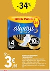 Serviettes hygienique - ALWAYS à 3,55 € dans le catalogue E.Leclerc