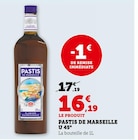 Pastis de Marseille 45° - U en promo chez Bi1 Besançon à 16,19 €