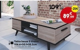 Table basse 2 tiroirs en promo chez Maxi Bazar Tourcoing à 89,99 €