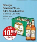 Bitburger Pils Premium Pils oder 0,0 % Pils Alkoholfrei von  im aktuellen V-Markt Prospekt für 10,99 €