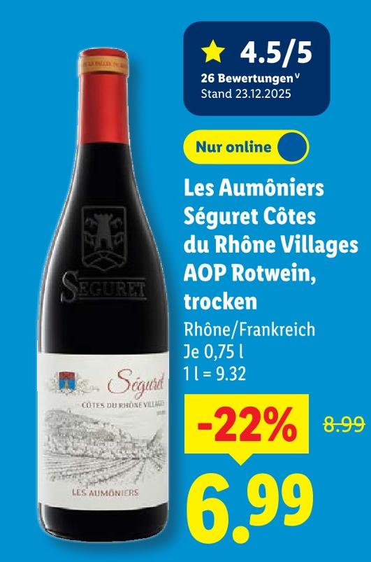 Séguret Côtes du Rhône Villages AOP Rotwein, trocken