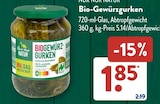 Bio-Gewürzgurken Angebote von Nur Nur Natur bei ALDI SÜD München für 1,85 €